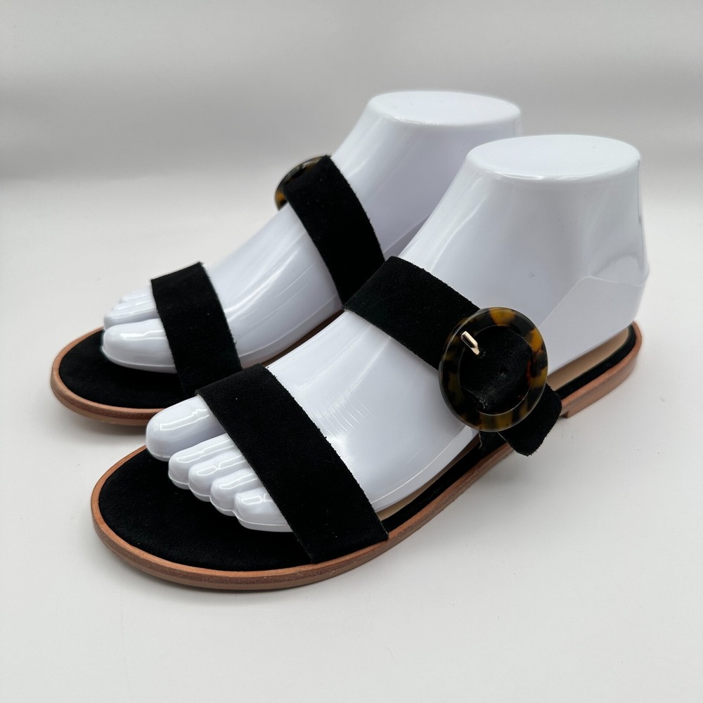 Loft Slide Sandals Leather Womens 7M Black Open Toe Casual Church Work Office